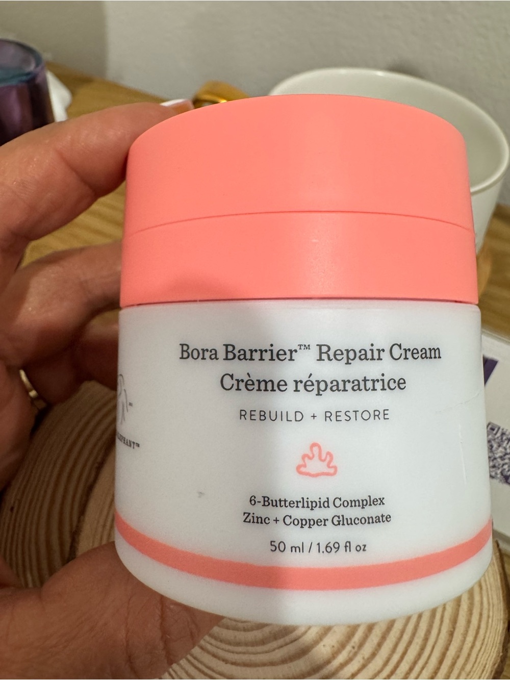 Drunk Elephant Bora Barrier Repair Cream — Coral Pink Jar